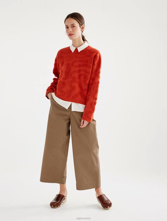 Aigle 86DD532 ropa goji mujer jersey de cuello redondo con jacquard vermiculado