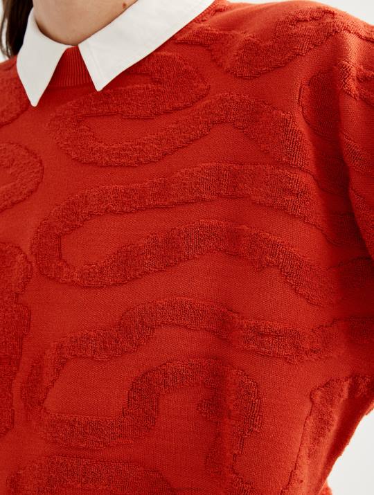 Aigle 86DD532 ropa goji mujer jersey de cuello redondo con jacquard vermiculado