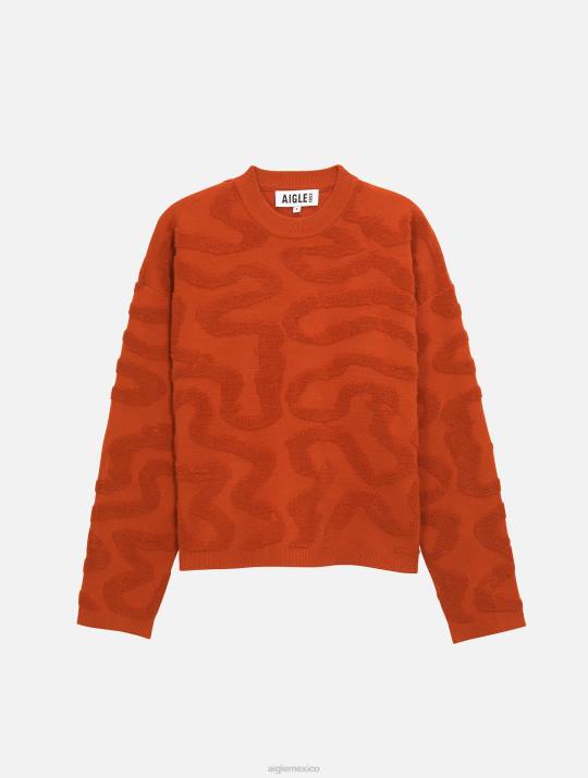 Aigle 86DD532 ropa goji mujer jersey de cuello redondo con jacquard vermiculado