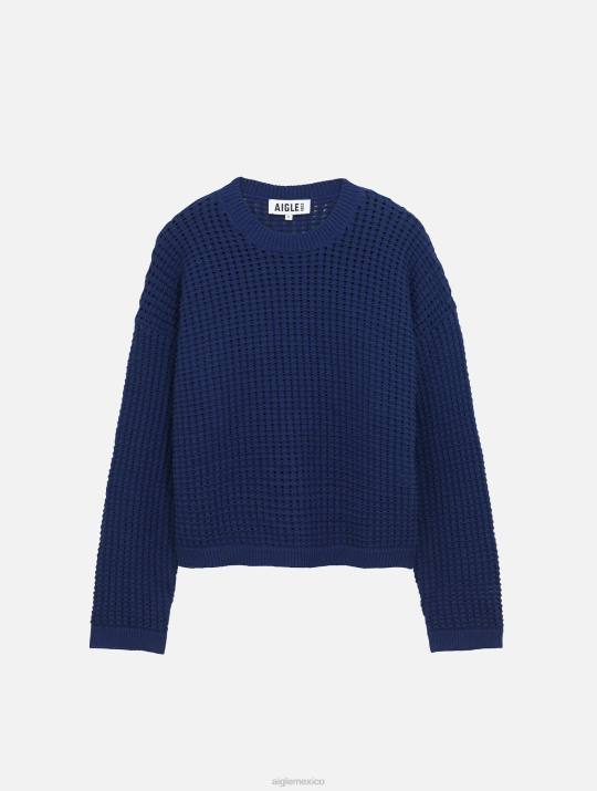 Aigle 86DD541 ropa encrebleu mujer suéter de punto decorativo de manga larga