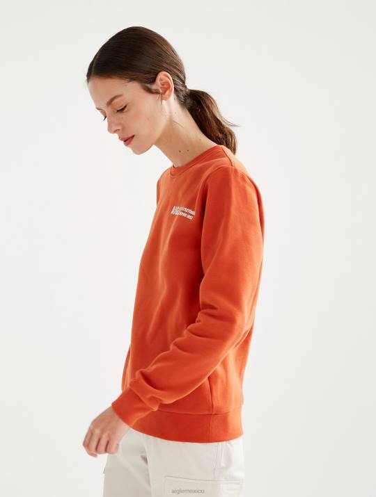 Aigle 86DD539 ropa goji mujer sudadera con cuello redondo cepillada y estampado en el pecho