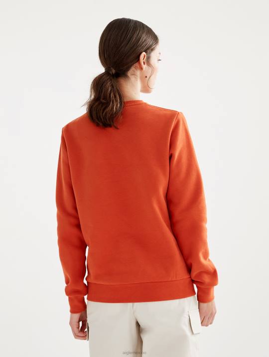 Aigle 86DD539 ropa goji mujer sudadera con cuello redondo cepillada y estampado en el pecho