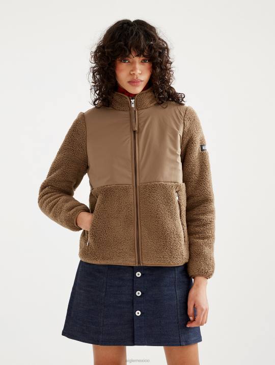 Aigle 86DD579 ropa castaño yo mujer acogedora chaqueta polar sherpa con cremallera completa