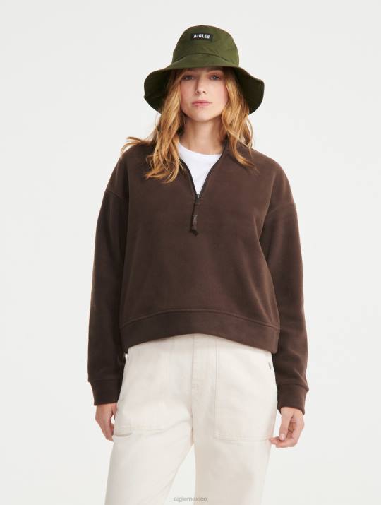 Aigle 86DD585 ropa cacao mujer polar con cremallera en el cuello