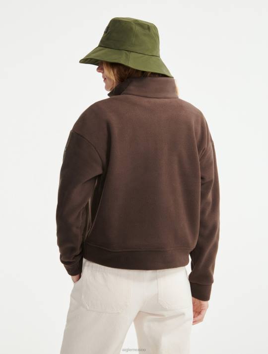 Aigle 86DD585 ropa cacao mujer polar con cremallera en el cuello