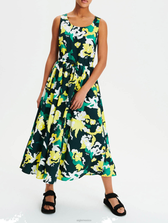 Aigle 86DD429 ropa relaciones urbanas mujer vestido largo de algodón orgánico versión estampada