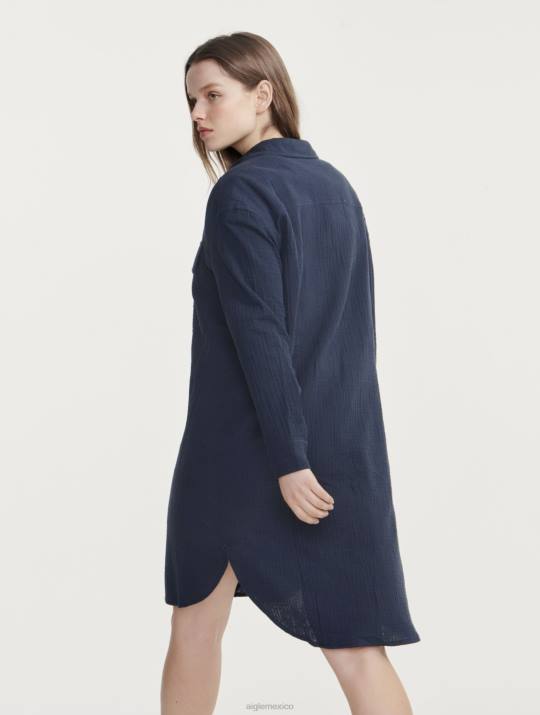 Aigle 86DD445 ropa imperio mujer vestido camisero de gasa de algodón