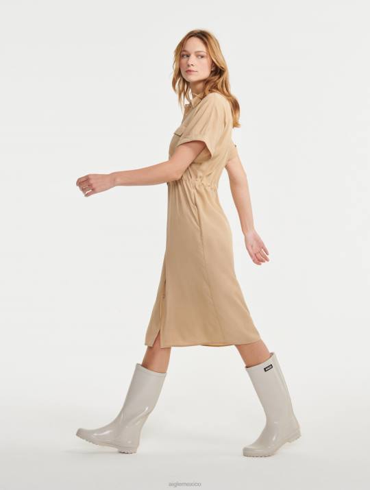 Aigle 86DD687 ropa mimbre mujer vestido camisero de manga corta