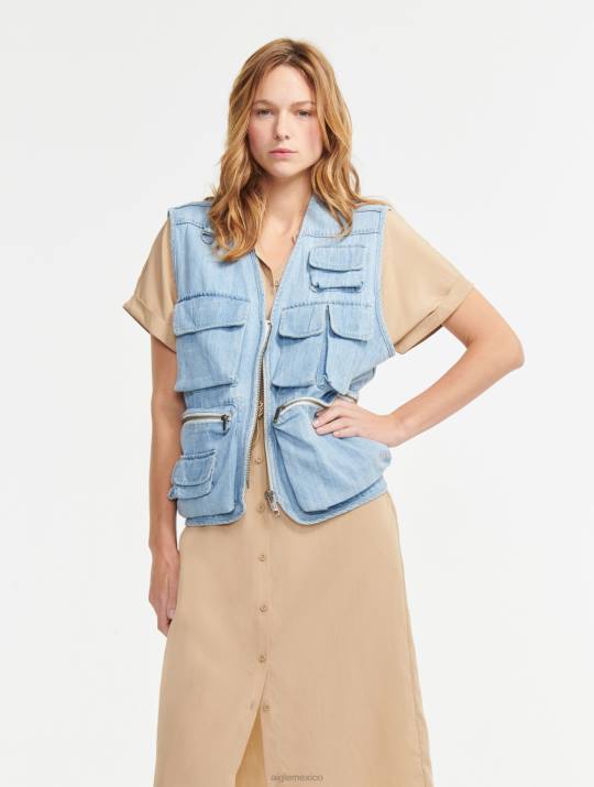 Aigle 86DD687 ropa mimbre mujer vestido camisero de manga corta