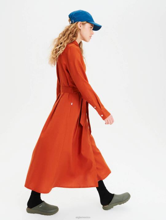 Aigle 86DD690 ropa marrón dorado mujer vestido largo con cintura curva