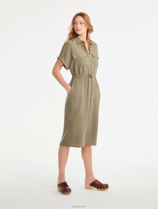 Aigle 86DD694 ropa taillis mujer vestido camisero de manga corta