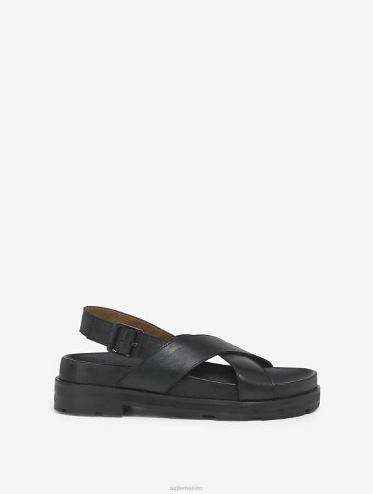 Aigle 86DD623 zapatos negro mujer sandalia de cuero elegante