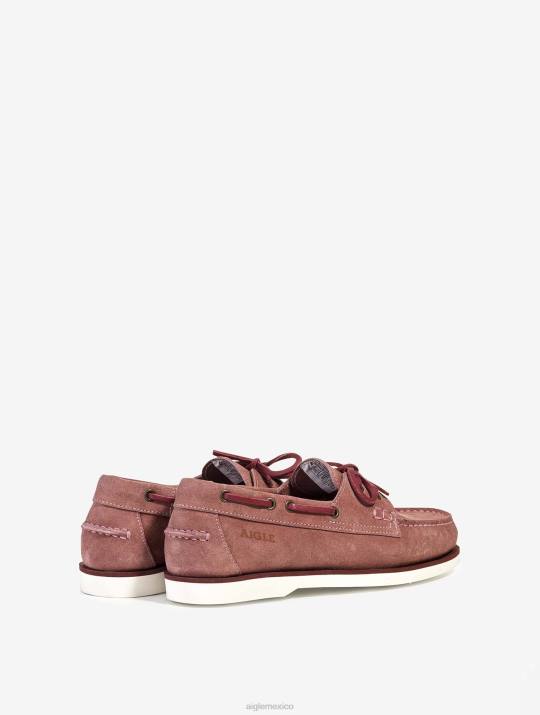 Aigle 86DD647 zapatos palo de rosa oscuro mujer mocasín clásico en piel nobuck